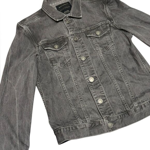 ALLSAINTS women’s setsu gray wash denim jean trucker jacket size medium - Picture 2 of 6